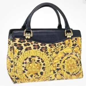 Gianni Versace Animalier Baroque Crown Medallion Top Handle Bag Archive Vintage